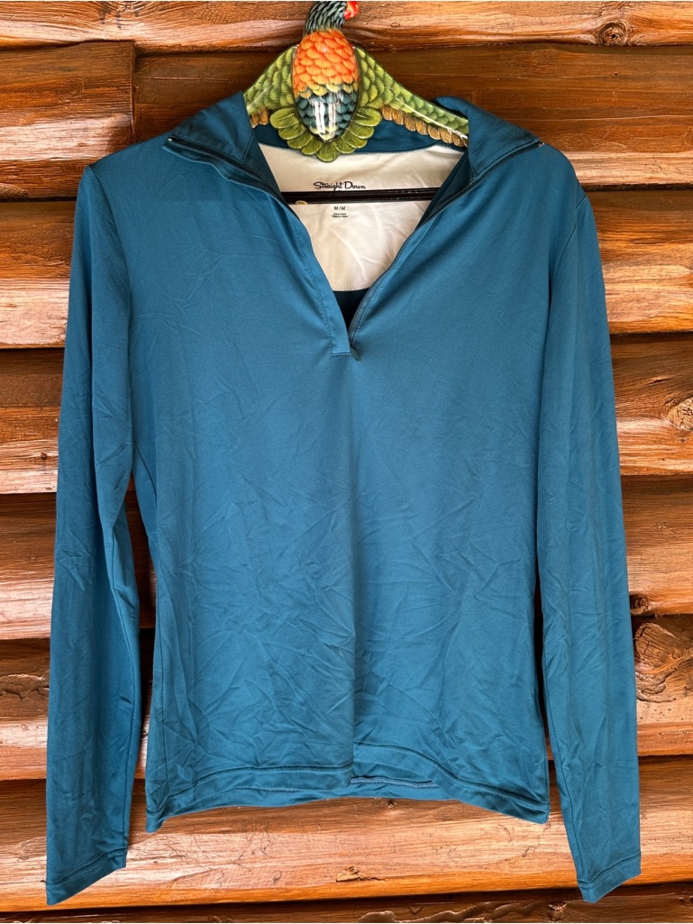 Simple Down Teal Long-Sleeve Quarter Zip Top